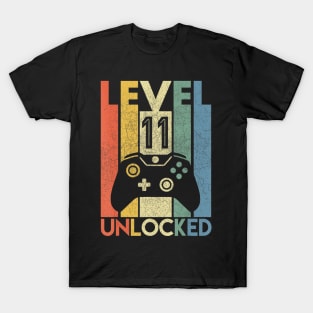 Level 11 Unlocked Shirt Funny Video Gamer 11th Birthday Gift T-Shirt